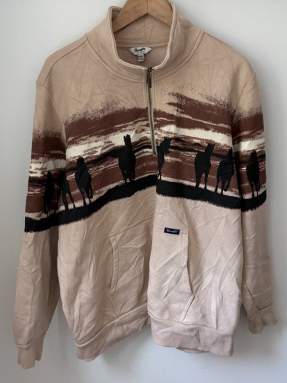 Wrangler Retro Western Quarter Zip Sweatshirt - Size XL